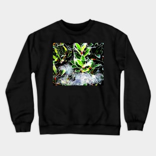 Frosty holly with cobweb digitally enhanced photograph Crewneck Sweatshirt